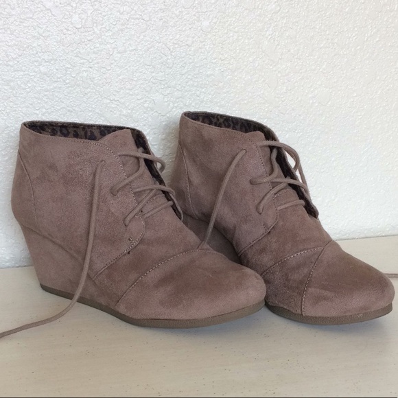 Maurices Shoes - Maurice's Camel Lace up Wedge Booties